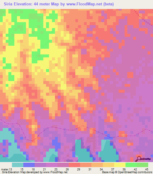 Siria,Colombia Elevation Map