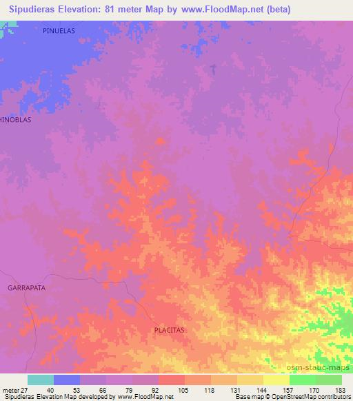 Sipudieras,Colombia Elevation Map