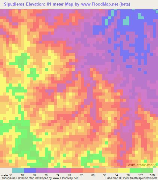 Sipudieras,Colombia Elevation Map