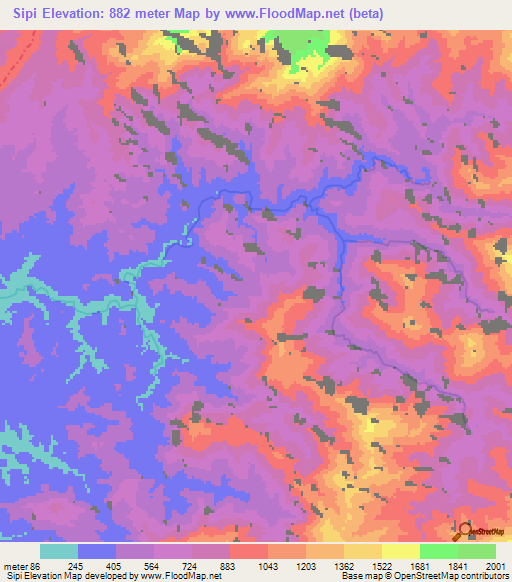 Sipi,Colombia Elevation Map