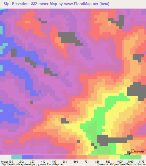 Sipi,Colombia Elevation Map