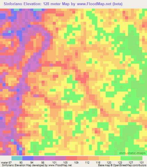 Sinforiano,Colombia Elevation Map