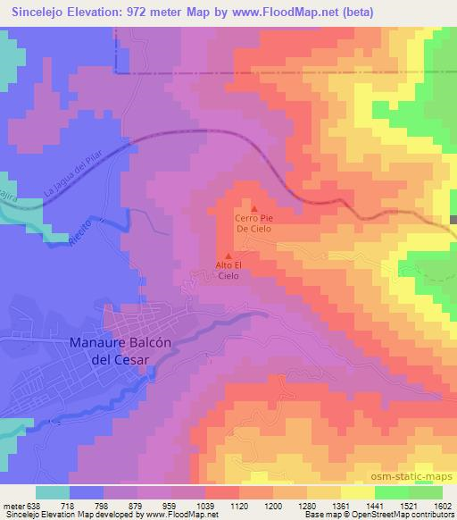 Sincelejo,Colombia Elevation Map