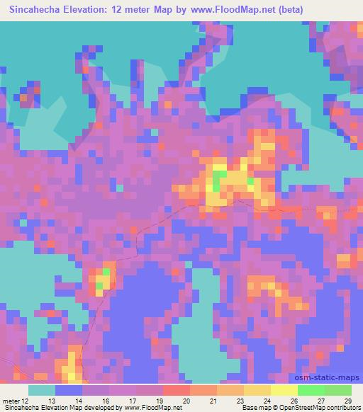 Sincahecha,Colombia Elevation Map