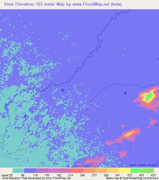 Sinai,Colombia Elevation Map