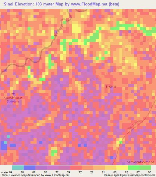 Sinai,Colombia Elevation Map
