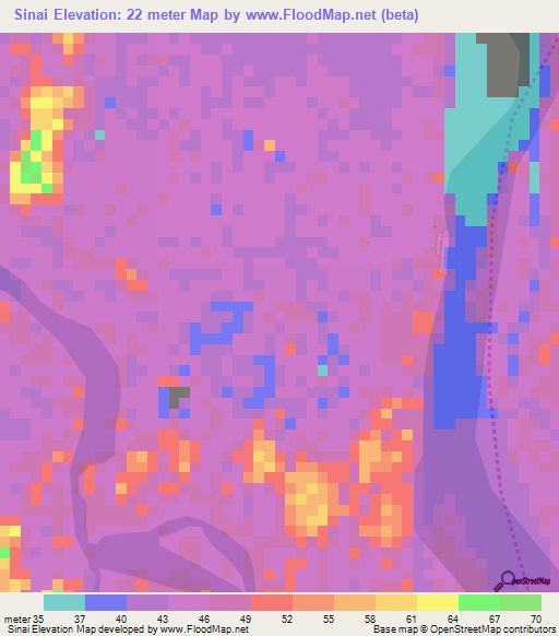 Sinai,Colombia Elevation Map