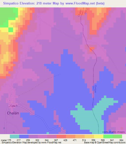 Simpatico,Colombia Elevation Map