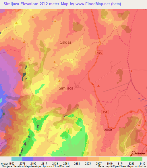 Simijaca,Colombia Elevation Map