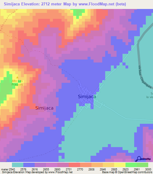 Simijaca,Colombia Elevation Map