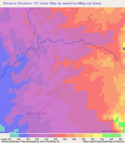 Simanca,Colombia Elevation Map