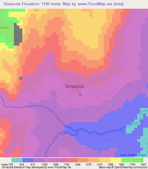 Simacota,Colombia Elevation Map