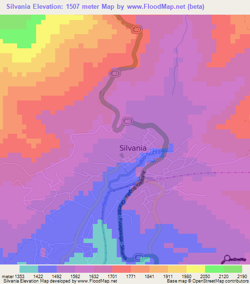 Silvania,Colombia Elevation Map