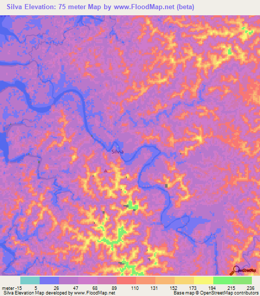 Silva,Colombia Elevation Map