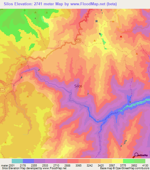 Silos,Colombia Elevation Map