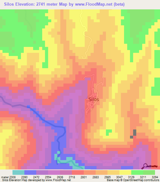 Silos,Colombia Elevation Map