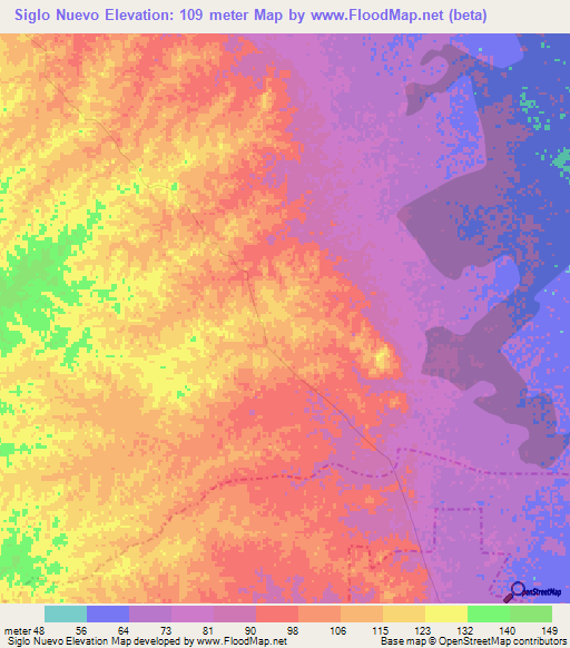 Siglo Nuevo,Colombia Elevation Map