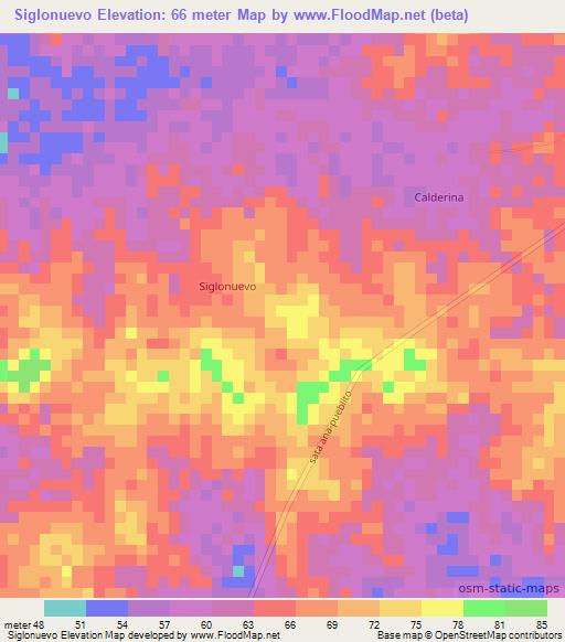 Siglonuevo,Colombia Elevation Map