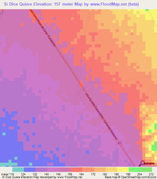 Si Dios Quiere,Colombia Elevation Map