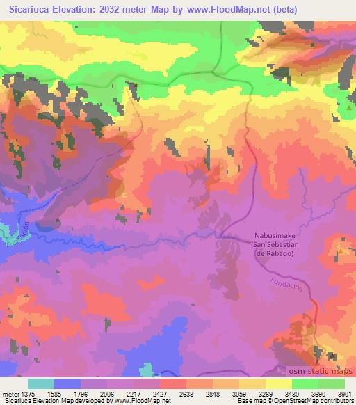 Sicariuca,Colombia Elevation Map