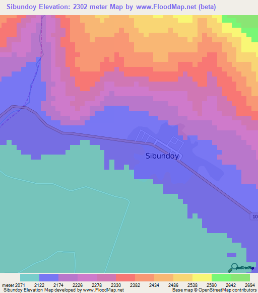 Sibundoy,Colombia Elevation Map