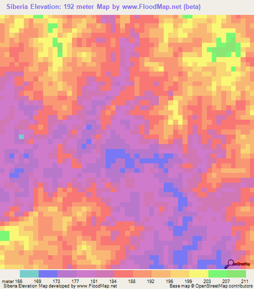 Siberia,Colombia Elevation Map