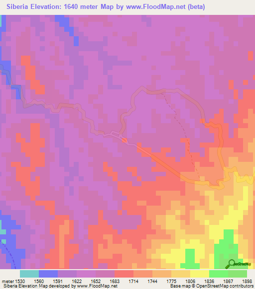 Siberia,Colombia Elevation Map