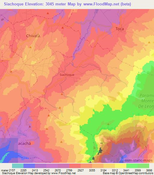 Siachoque,Colombia Elevation Map