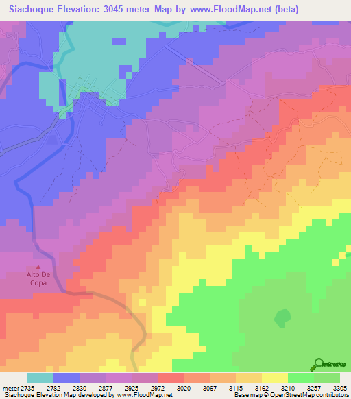 Siachoque,Colombia Elevation Map