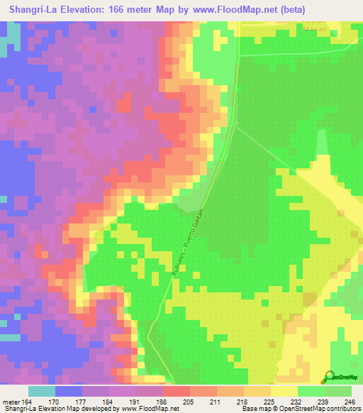 Shangri-La,Colombia Elevation Map