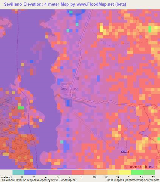 Sevillano,Colombia Elevation Map
