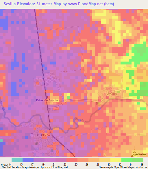 Sevilla,Colombia Elevation Map