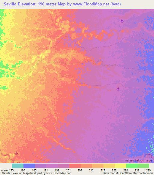 Sevilla,Colombia Elevation Map