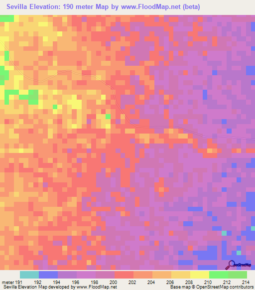 Sevilla,Colombia Elevation Map