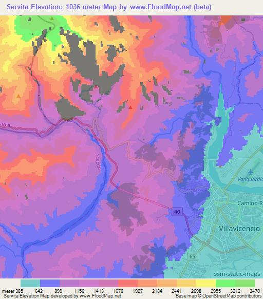 Servita,Colombia Elevation Map