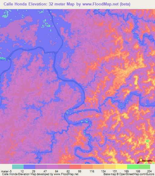 Calle Honda,Colombia Elevation Map