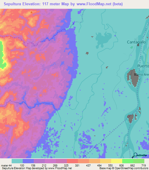 Sepultura,Colombia Elevation Map