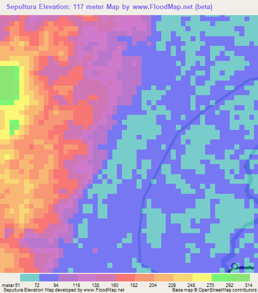 Sepultura,Colombia Elevation Map