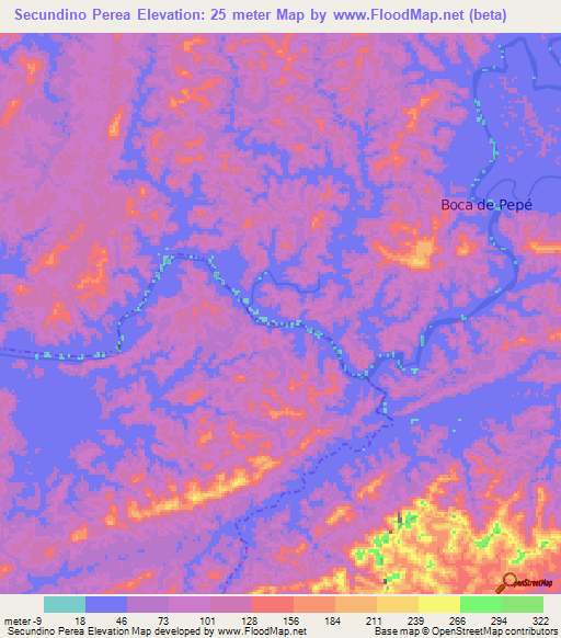 Secundino Perea,Colombia Elevation Map