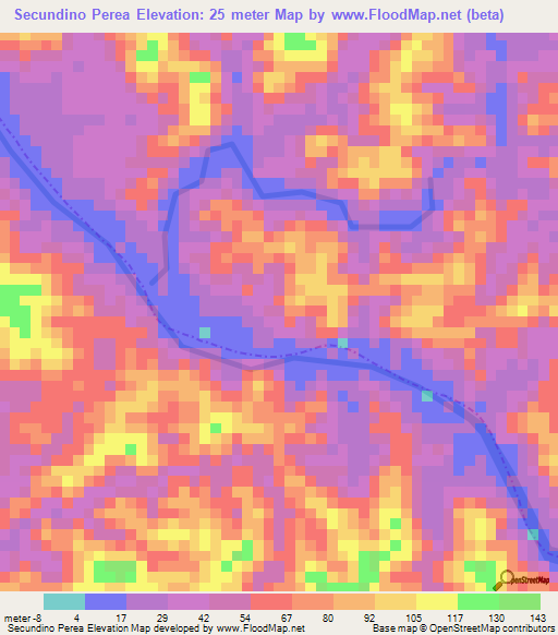 Secundino Perea,Colombia Elevation Map