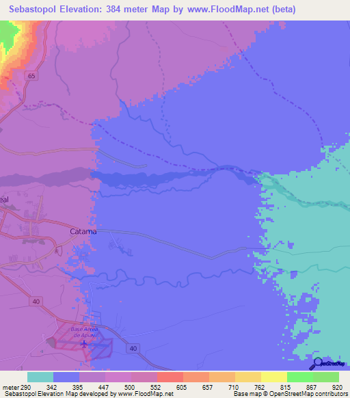 Sebastopol,Colombia Elevation Map