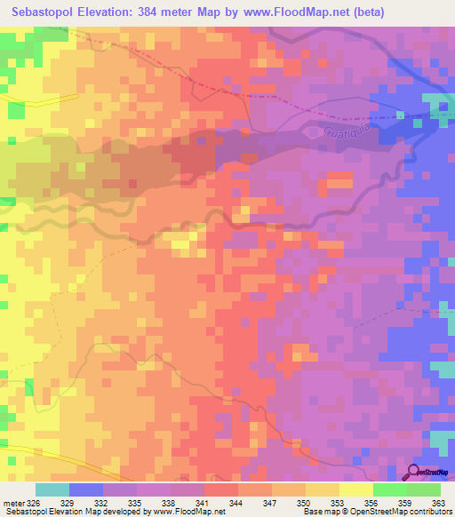 Sebastopol,Colombia Elevation Map