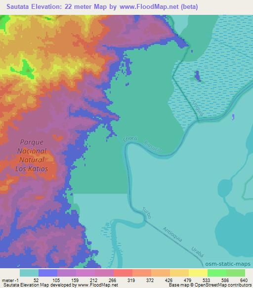 Sautata,Colombia Elevation Map