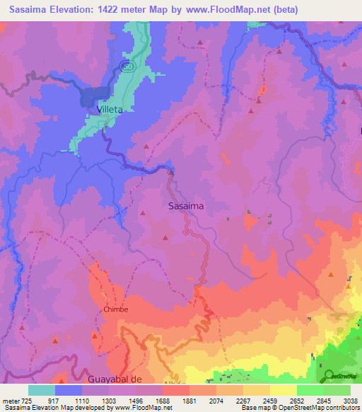 Sasaima,Colombia Elevation Map