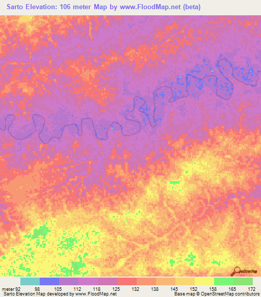 Sarto,Colombia Elevation Map