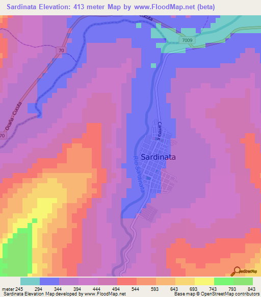 Sardinata,Colombia Elevation Map