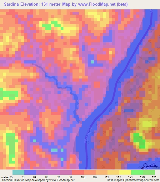 Sardina,Colombia Elevation Map