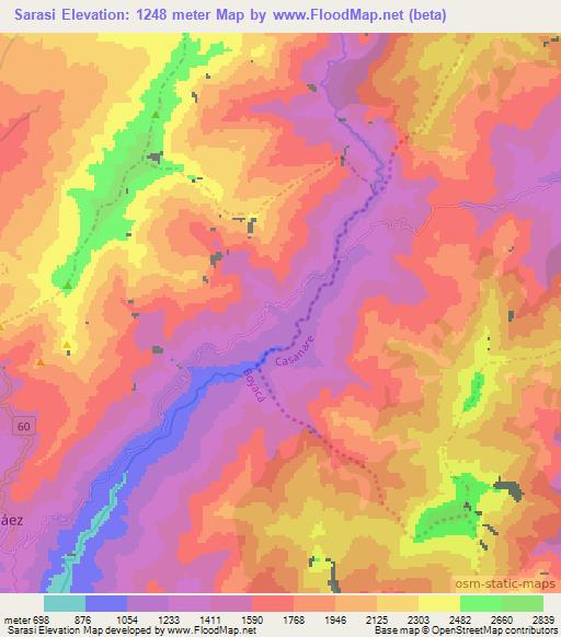 Sarasi,Colombia Elevation Map