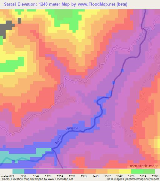 Sarasi,Colombia Elevation Map