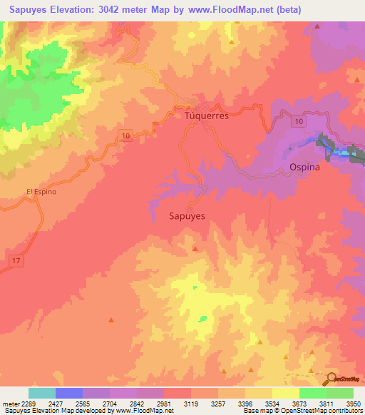 Sapuyes,Colombia Elevation Map